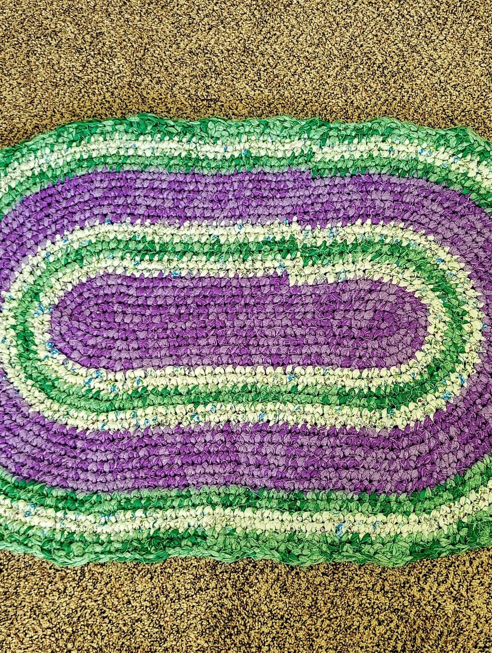 Handcrafted Oval Rug - Purple & Green - Picture 4 of 4